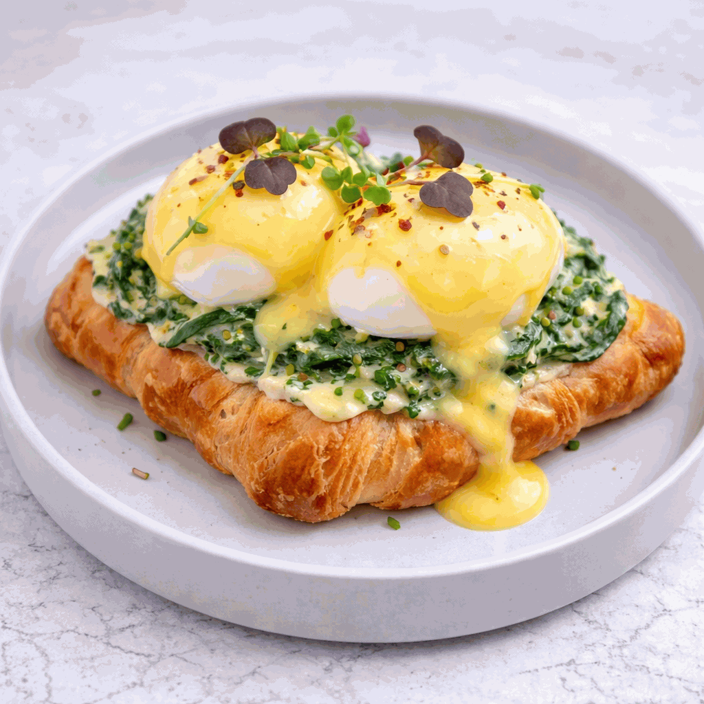 Spinach with eggs Benedict