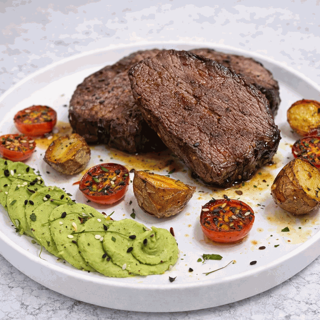 Beef Tenderloin with Truffle Green Peas