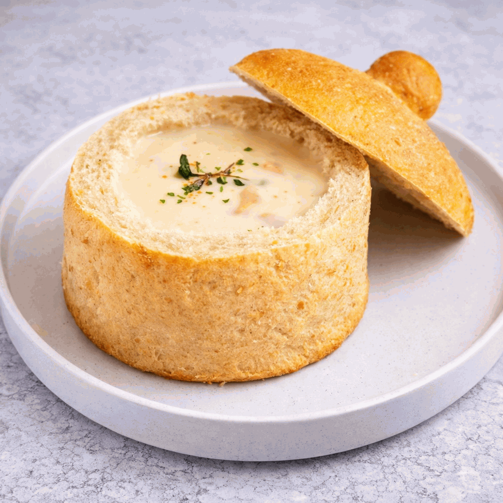Mushroom Soup with Bread Bowl